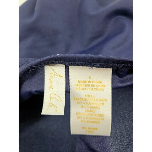 New Anne Cole Navy Blue Twist Front Strapless Swimsuit Size 6 One Piece Shirred - Picture 5 of 5